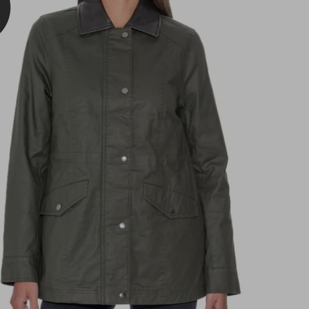 Sebby Collection Olive Green Women's Waxy Cotton Anorak Jacket